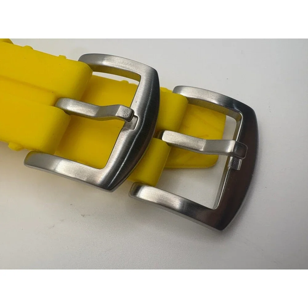 Lot of 2 Bright Yellow Rubber Watch Straps - 24mm Dive / Sport Bands